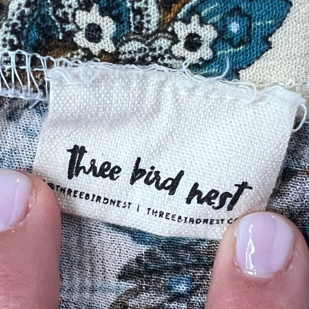 Three Birds Nest Floral Pattern Button Up Skirt W… - image 4